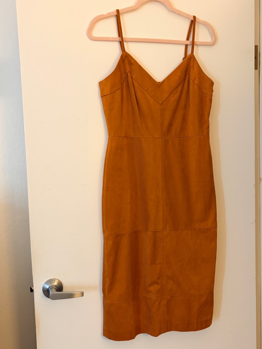 Calvin Klein Rust Brown Suede Midi Slip Dress